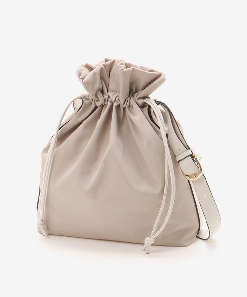 le.coeur blanc（ルクールブラン）の「【軽量素材】2WAY巾着ショルダー（ショルダーバッグ・レディース・ブラック/ライトベージュ・FREE）」の3枚目の写真