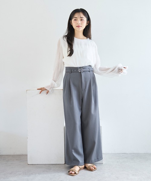 mil(ミル)の「シャーリング プリーツ ブラウス 【587242】(シャツ/ブラウス・レディース・ブラック/ライトグレー/オフホワイト・ONESIZE)」の14枚目の写真