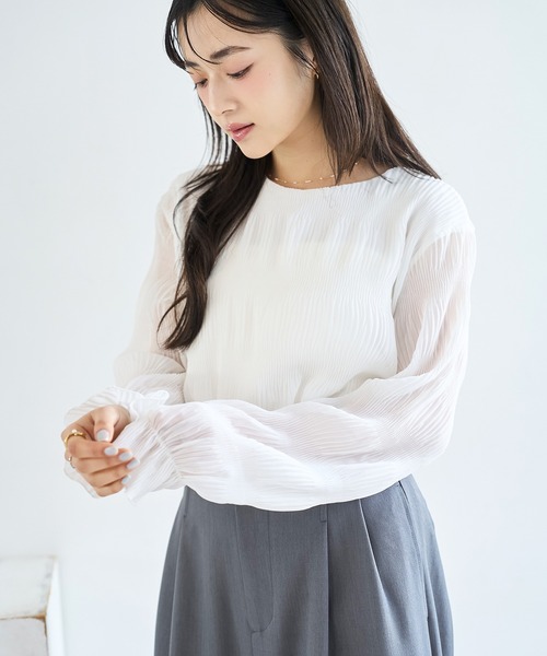 mil(ミル)の「シャーリング プリーツ ブラウス 【587242】(シャツ/ブラウス・レディース・ブラック/ライトグレー/オフホワイト・ONESIZE)」の15枚目の写真