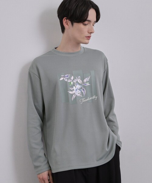 tk.TAKEO KIKUCHI(ティーケータケオキクチ)の「フロントフラワーカットソー(Tシャツ/カットソー・メンズ・ブルーグリーン/ブラック/ホワイト・04/03/02)」の3枚目の写真