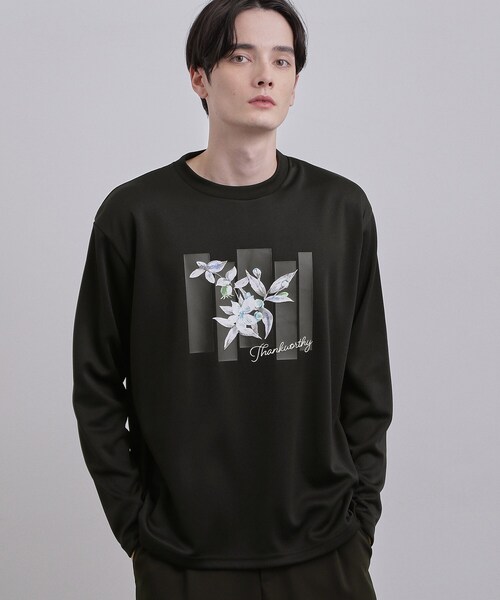 tk.TAKEO KIKUCHI(ティーケータケオキクチ)の「フロントフラワーカットソー(Tシャツ/カットソー・メンズ・ブルーグリーン/ブラック/ホワイト・04/03/02)」の2枚目の写真
