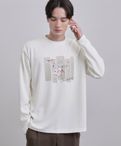 tk.TAKEO KIKUCHI(ティーケータケオキクチ)の「フロントフラワーカットソー(Tシャツ/カットソー・メンズ・ブルーグリーン/ブラック/ホワイト・04/03/02)」の4枚目の写真