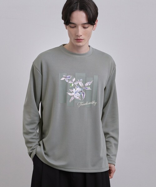 tk.TAKEO KIKUCHI(ティーケータケオキクチ)の「フロントフラワーカットソー(Tシャツ/カットソー・メンズ・ブルーグリーン/ブラック/ホワイト・04/03/02)」の12枚目の写真