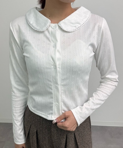 Nia（ニア）の「Nia(ニア)/ビッグカラーブラウス（シャツ/ブラウス・レディース・ホワイト・LARGE/SMALL/MEDIUM）」の3枚目の写真