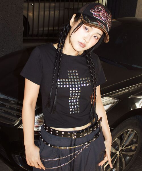 VOONT(ブント)の「Stud Cross T-shirt (BLACK)(Tシャツ/カットソー・レディース・ブラック・SMALL/MEDIUM)」の20枚目の写真
