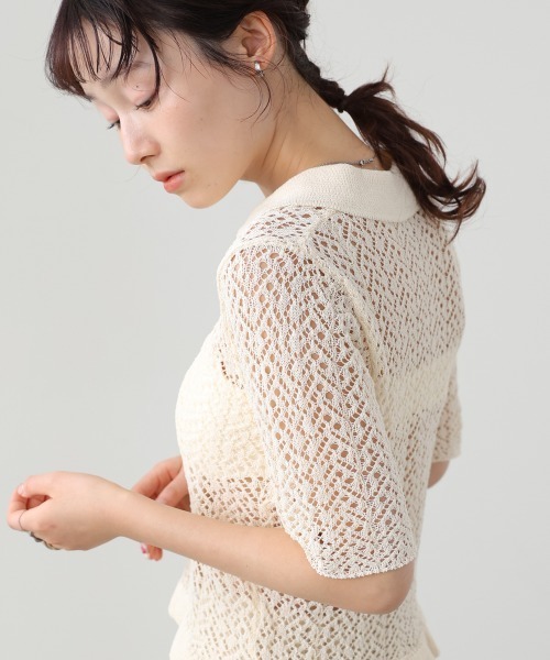 Bab（バブ）の「透かし編みニットカーディガン（カーディガン/ボレロ・レディース・パープル/アイボリー/チャコールグレー・FREE）」の8枚目の写真