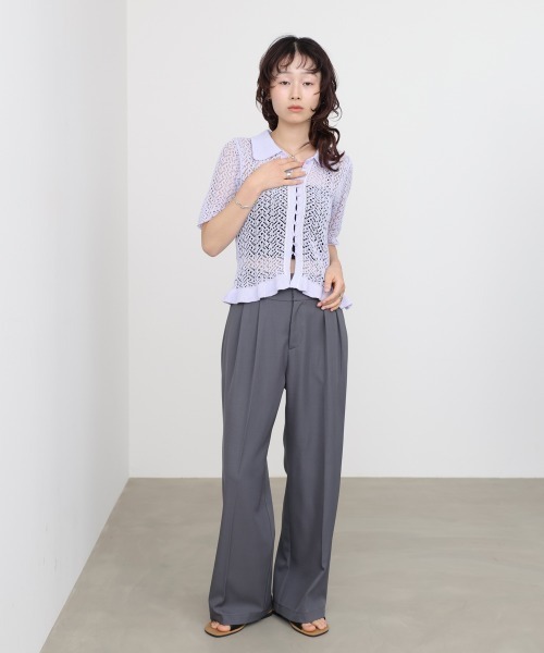 Bab（バブ）の「透かし編みニットカーディガン（カーディガン/ボレロ・レディース・パープル/アイボリー/チャコールグレー・FREE）」の22枚目の写真