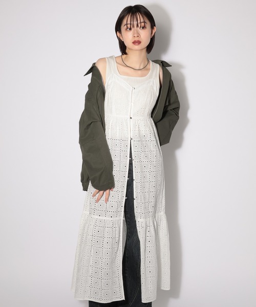 PAGEBOY(ページボーイ)の「ヴィンテージレースキャミワンピース 【1枚でも重ねても使える】(ワンピース・レディース・オフホワイト/ブラック・FREE)」の3枚目の写真