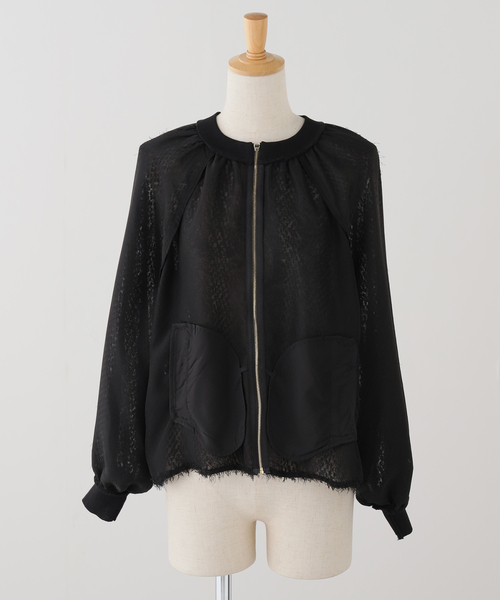 La TOTALITE（ラトータリテ）の「【洗える】ジャカードシャツブルゾン（ブルゾン・レディース・ブラック/ホワイト・FREE）」の8枚目の写真