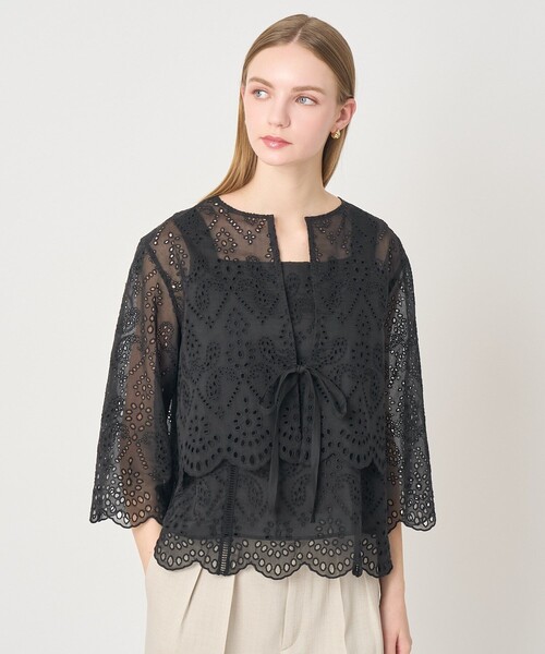 ANAYI（アナイ）の「【セットアップ対応商品】ブラウスエンブロイダリーボレロ ブラウス（その他トップス・レディース・ブラック/オフホワイト・38/36）」の2枚目の写真
