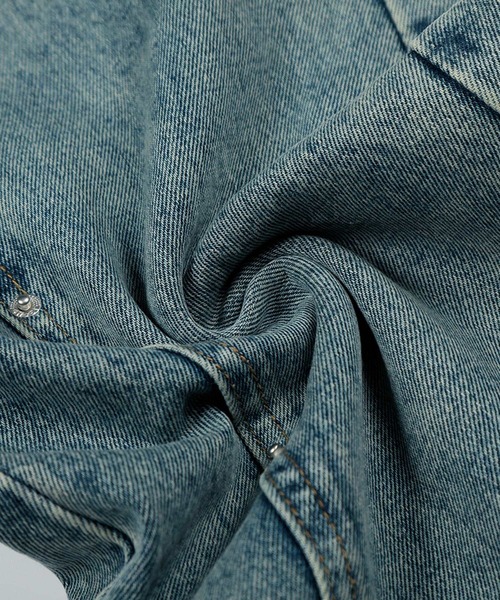 HOOK(フック)の「HOOK -select- レイヤードウエストデザイン ワイドデニムパンツ(デニムパンツ・メンズ・インディゴブルー/ライトブルー・XL/M/L)」の3枚目の写真