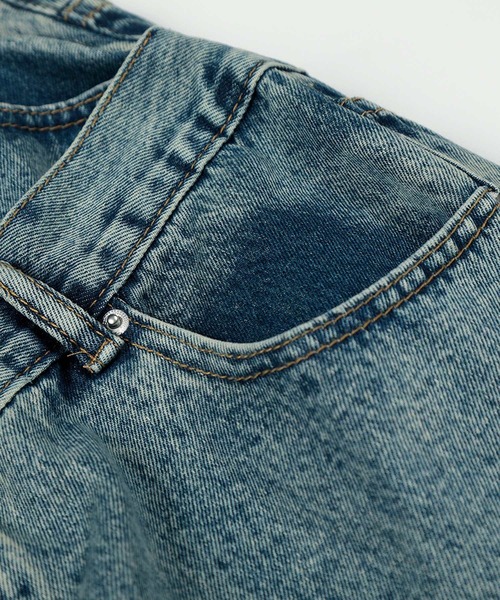 HOOK(フック)の「HOOK -select- レイヤードウエストデザイン ワイドデニムパンツ(デニムパンツ・メンズ・インディゴブルー/ライトブルー・XL/M/L)」の6枚目の写真
