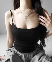 【 カップ付き 】スクエアネックストラップスリムキャミソール / square neck strap slim camisole