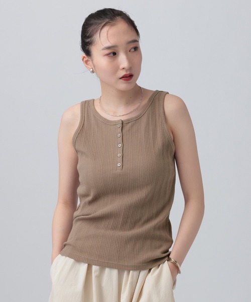 LEPSIM（レプシィム）の「機能2WAYヘンリータンク　647614（タンクトップ・レディース・ブラック/オフホワイト/ブラウン・FREE）」の3枚目の写真