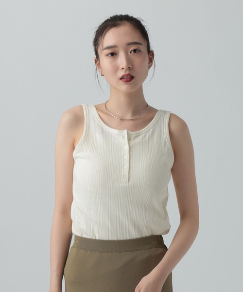 LEPSIM（レプシィム）の「機能2WAYヘンリータンク　647614（タンクトップ・レディース・ブラック/オフホワイト/ブラウン・FREE）」の4枚目の写真