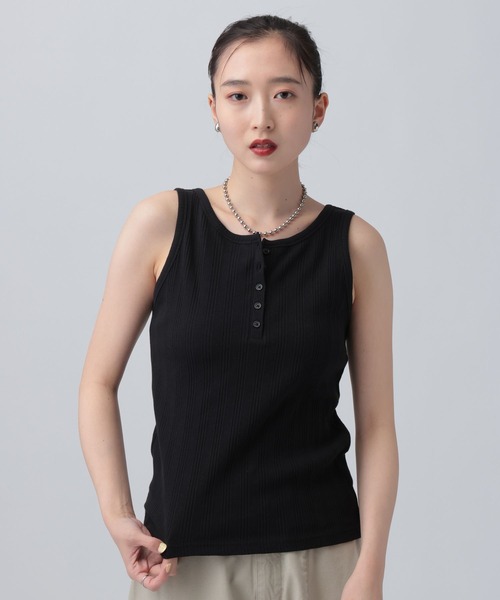 LEPSIM（レプシィム）の「機能2WAYヘンリータンク　647614（タンクトップ・レディース・ブラック/オフホワイト/ブラウン・FREE）」の6枚目の写真