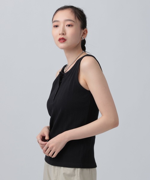LEPSIM（レプシィム）の「機能2WAYヘンリータンク　647614（タンクトップ・レディース・ブラック/オフホワイト/ブラウン・FREE）」の7枚目の写真