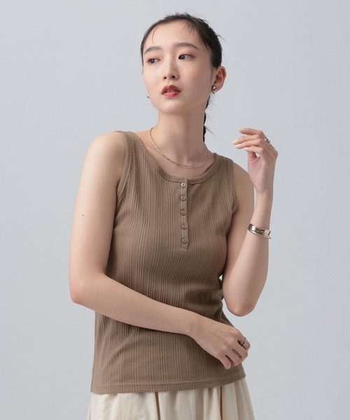 LEPSIM（レプシィム）の「機能2WAYヘンリータンク　647614（タンクトップ・レディース・ブラック/オフホワイト/ブラウン・FREE）」の8枚目の写真