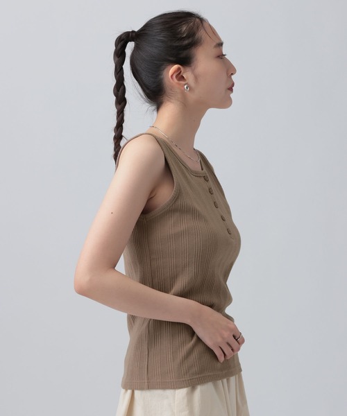 LEPSIM（レプシィム）の「機能2WAYヘンリータンク　647614（タンクトップ・レディース・ブラック/オフホワイト/ブラウン・FREE）」の9枚目の写真