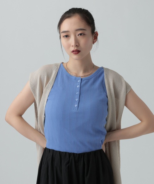 LEPSIM（レプシィム）の「機能2WAYヘンリータンク　647614（タンクトップ・レディース・ブラック/オフホワイト/ブラウン・FREE）」の10枚目の写真