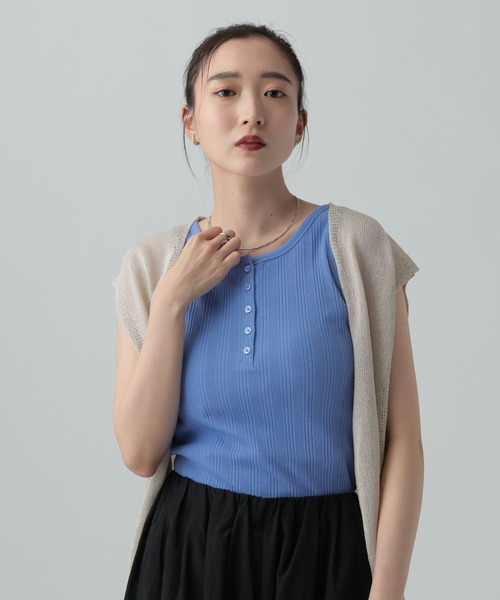 LEPSIM（レプシィム）の「機能2WAYヘンリータンク　647614（タンクトップ・レディース・ブラック/オフホワイト/ブラウン・FREE）」の11枚目の写真