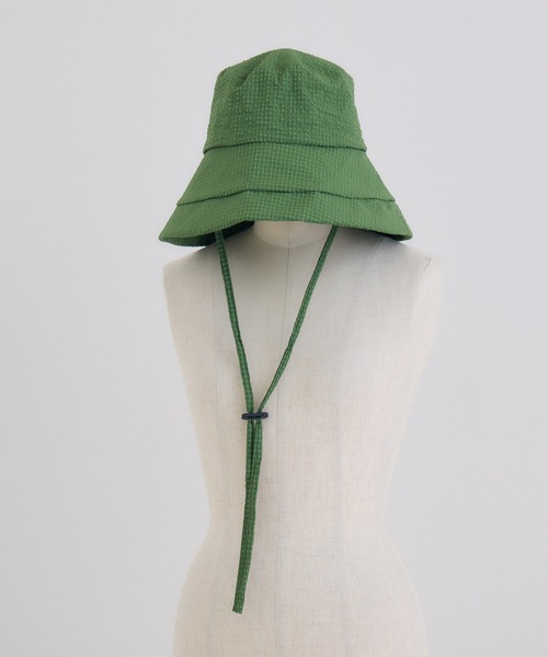 KATHARINE ROSS(キャサリンロス)の「【KATHARINE ROSS】【JUNK PRODUCTIONS】【UV/COOL/撥水/ウォッシャブル】ポコポコつば広バケットハット ストラップ付(ハット・レディース・グリーン/ブラウン・MEDIUM)」の16枚目の写真