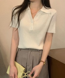 リブニット ポロトップス