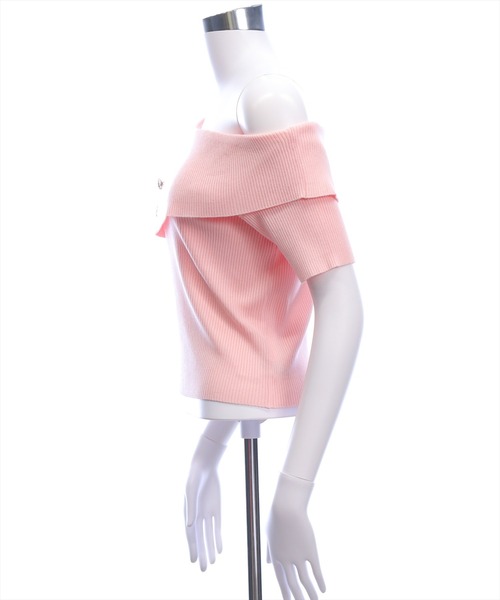 CLEAR BASIC（クリアベーシック）の「リボンブローチ付きワンショルニットトップス［骨格ウェーブ/華奢見え/ワンショルダー/フェミニン］（ニット/セーター・レディース・グレー系その他/ピンク・F）」の22枚目の写真