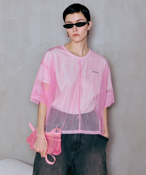 MAISON SPECIAL(メゾンスペシャル)の「Sheer Layered T-Shirt/シアーレイヤードTシャツ(Tシャツ/カットソー・レディース・ピンク/ミント/ブラック・FREE)」の3枚目の写真