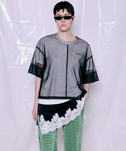MAISON SPECIAL(メゾンスペシャル)の「Sheer Layered T-Shirt/シアーレイヤードTシャツ(Tシャツ/カットソー・レディース・ピンク/ミント/ブラック・FREE)」の2枚目の写真