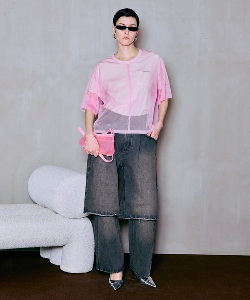 MAISON SPECIAL(メゾンスペシャル)の「Sheer Layered T-Shirt/シアーレイヤードTシャツ(Tシャツ/カットソー・レディース・ピンク/ミント/ブラック・FREE)」の8枚目の写真