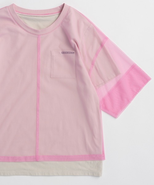 MAISON SPECIAL(メゾンスペシャル)の「Sheer Layered T-Shirt/シアーレイヤードTシャツ(Tシャツ/カットソー・レディース・ピンク/ミント/ブラック・FREE)」の4枚目の写真