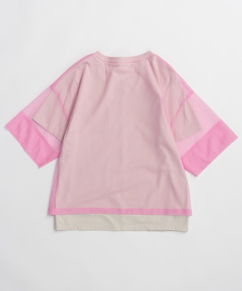 MAISON SPECIAL(メゾンスペシャル)の「Sheer Layered T-Shirt/シアーレイヤードTシャツ(Tシャツ/カットソー・レディース・ピンク/ミント/ブラック・FREE)」の7枚目の写真