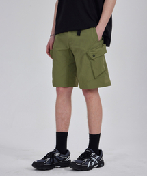 Nylon Belted Cargo Shorts - Olive Khaki