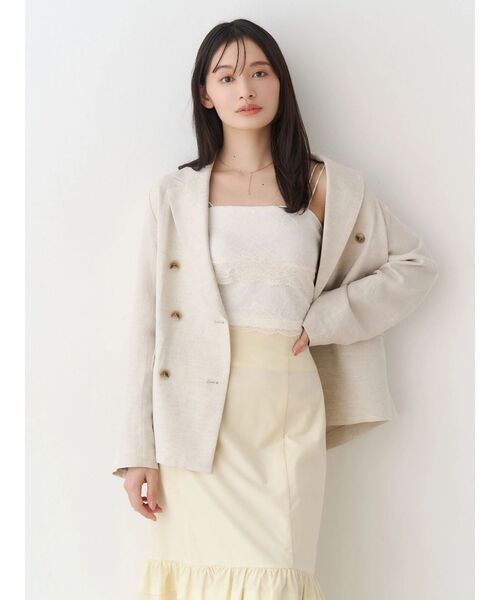 MERCURYDUO(マーキュリーデュオ)の「【MERCURYDUO×AMPHI】カップ付きレースベアトップ(Tシャツ/カットソー・レディース・オフホワイト/ミント/ブラック・FREE)」の1枚目の写真