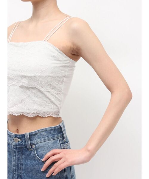 MERCURYDUO(マーキュリーデュオ)の「【MERCURYDUO×AMPHI】カップ付きレースベアトップ(Tシャツ/カットソー・レディース・オフホワイト/ミント/ブラック・FREE)」の10枚目の写真