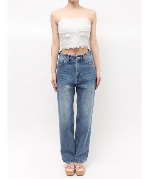 MERCURYDUO(マーキュリーデュオ)の「【MERCURYDUO×AMPHI】カップ付きレースベアトップ(Tシャツ/カットソー・レディース・オフホワイト/ミント/ブラック・FREE)」の7枚目の写真