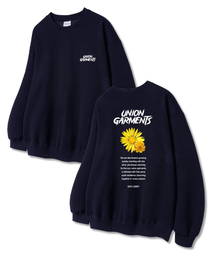 ツーフラワー 裏毛 スウェットTシャツ ネイビー