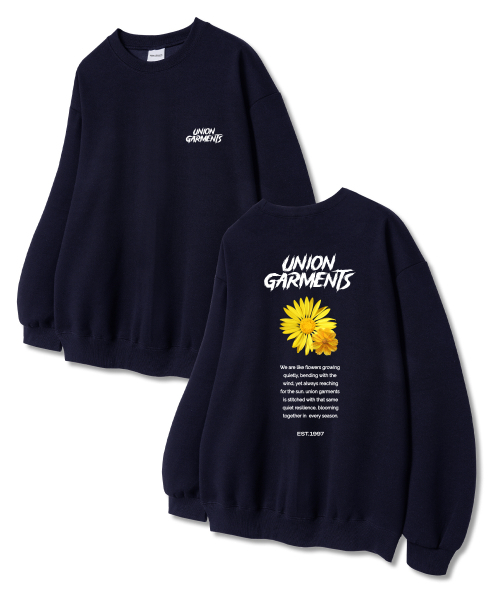 Union Garments(ユニオンガーメンツ)の「ツーフラワー 裏毛 スウェットTシャツ ネイビー(スウェット・レディース・その他・L/XL/XXL)」の1枚目の写真