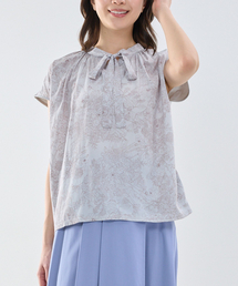 NARACAMICIE | 【NARACAMICIE】ラインフラワープリントコンビリボントップス(Tシャツ/カットソー)