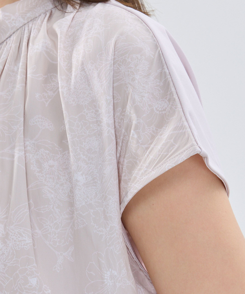 NARACAMICIE（ナラカミーチェ）の「【NARACAMICIE】ラインフラワープリントコンビリボントップス（Tシャツ/カットソー・レディース・ピンク/グレー・M）」の11枚目の写真