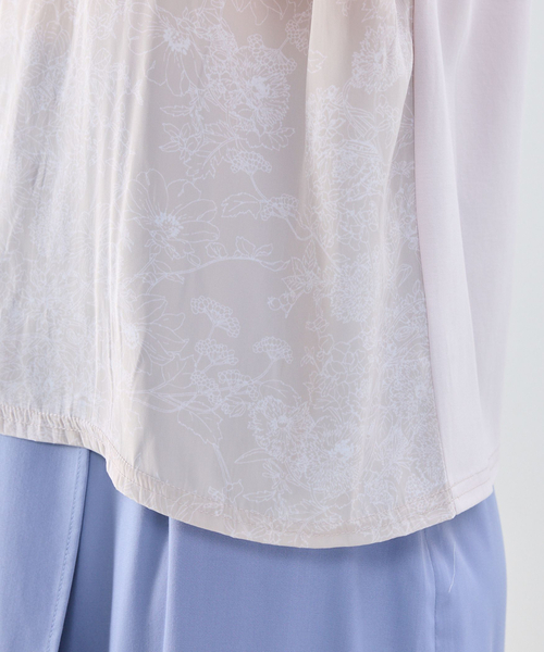 NARACAMICIE（ナラカミーチェ）の「【NARACAMICIE】ラインフラワープリントコンビリボントップス（Tシャツ/カットソー・レディース・ピンク/グレー・M）」の12枚目の写真