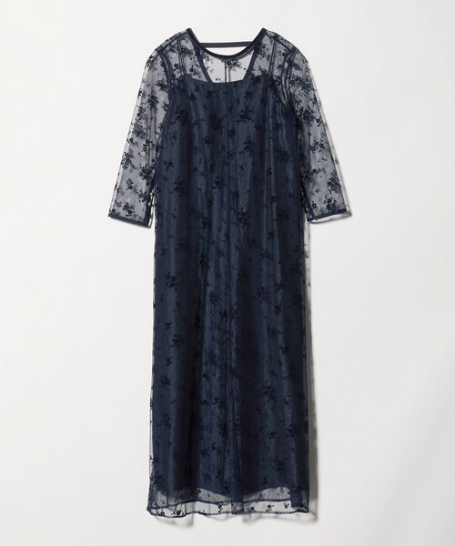 kaene＞フロッキーサテン 2WAY ワンピース ネイビー＜ Select by EMMEL