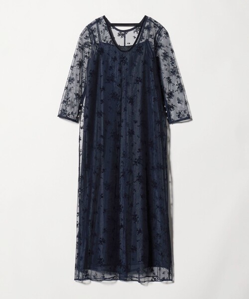 kaene＞フロッキーサテン 2WAY ワンピース ネイビー＜ Select by EMMEL