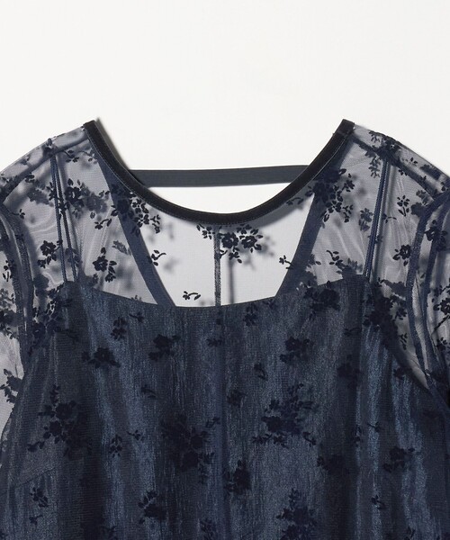 kaene＞フロッキーサテン 2WAY ワンピース ネイビー＜ Select by EMMEL