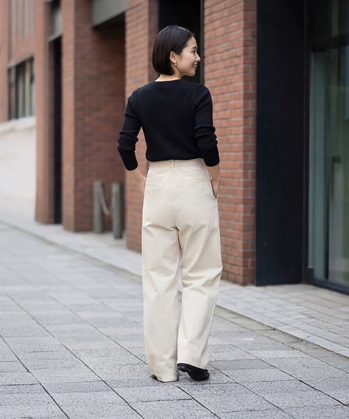 STYLE DELI（スタイルデリ）の「デニムライクコットンワイドパンツ（デニムパンツ・レディース・ライトベージュ・MEDIUM/SMALL）」の6枚目の写真