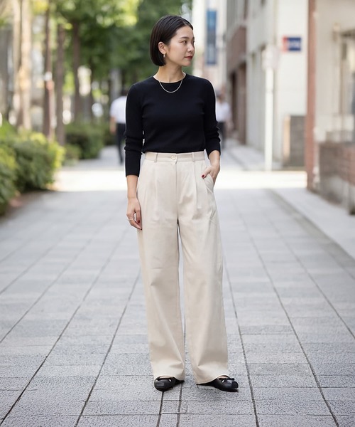 STYLE DELI（スタイルデリ）の「デニムライクコットンワイドパンツ（デニムパンツ・レディース・ライトベージュ・MEDIUM/SMALL）」の7枚目の写真