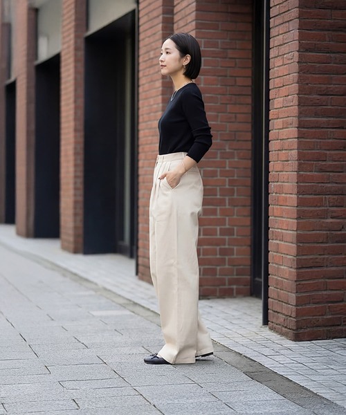 STYLE DELI（スタイルデリ）の「デニムライクコットンワイドパンツ（デニムパンツ・レディース・ライトベージュ・MEDIUM/SMALL）」の3枚目の写真