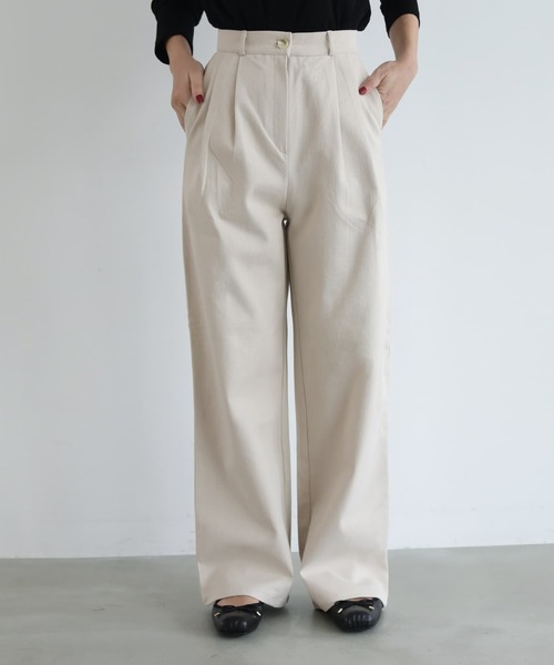 STYLE DELI（スタイルデリ）の「デニムライクコットンワイドパンツ（デニムパンツ・レディース・ライトベージュ・MEDIUM/SMALL）」の8枚目の写真