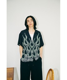 TOWNCRAFT タウンクラフト / printed loop collar shirt